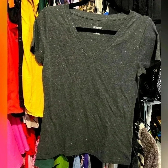 Gray Mossimo Tee with Gold Sparkle Threading - Picture 1 of 5